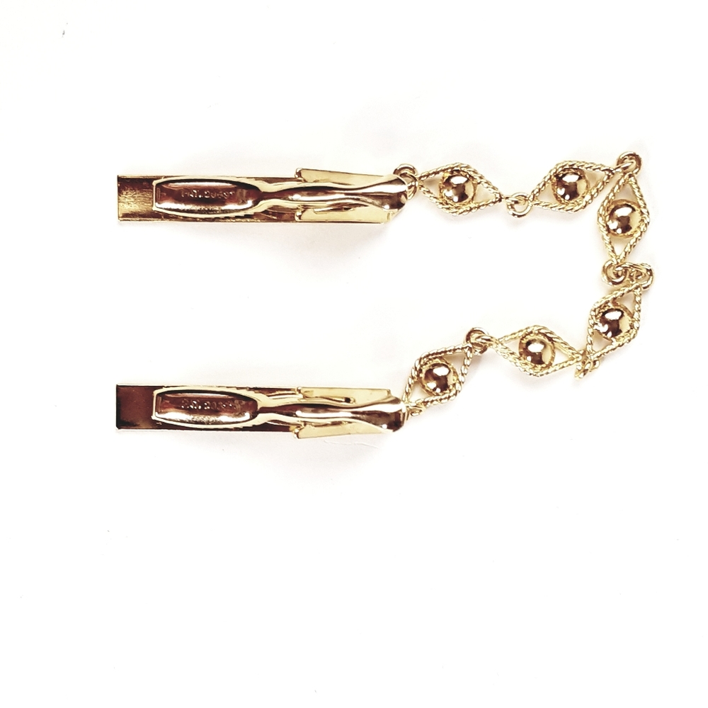 Rare Tie Clip Gold Vintage With Chain